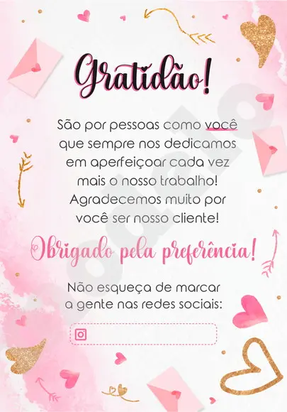 Cartão Agradecimento ao Cliente