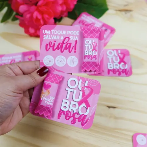 Cartão com Bala Outubro Rosa