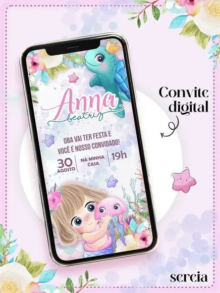 Convite Digital Sereia Baby