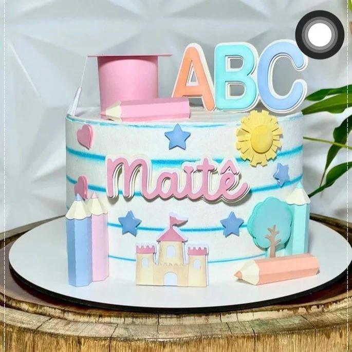 Arquivo Corte Topo Bolo Abc Formatura