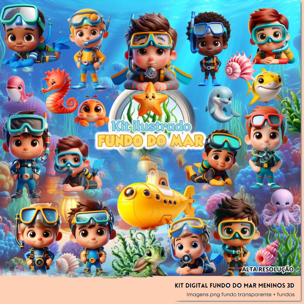 Arquivo Digital Kit Fundo do Mar 3D