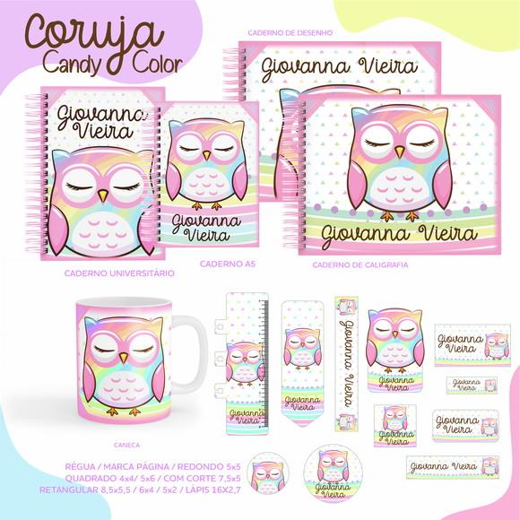 Arquivo Digital Caderno Coruja Candy Color