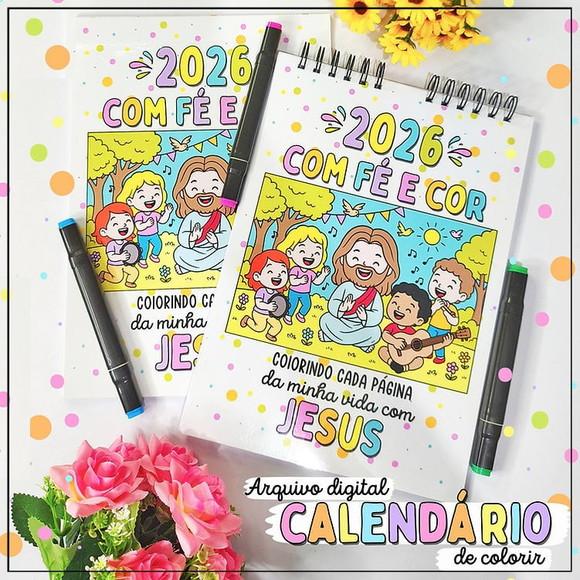 Arquivo Digital Calendário Colorir 2026