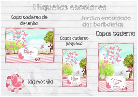 Arquivo Digital Capa Caderno Jardim Borboletas