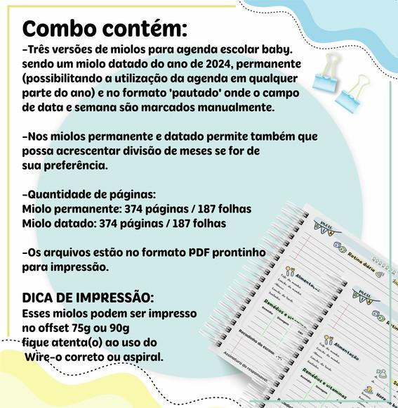Arquivo Digital Combo Agenda Escolar Creche 2024