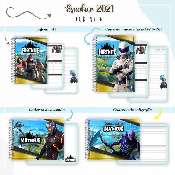 Arquivo Digital Combo Caderno FortNite
