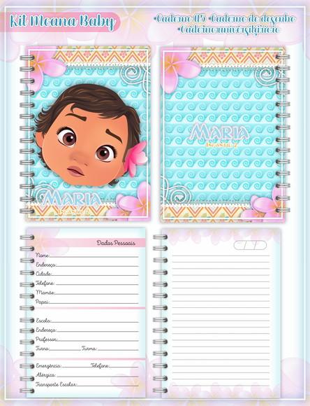 Arquivo Digital Combo Caderno Moana Baby