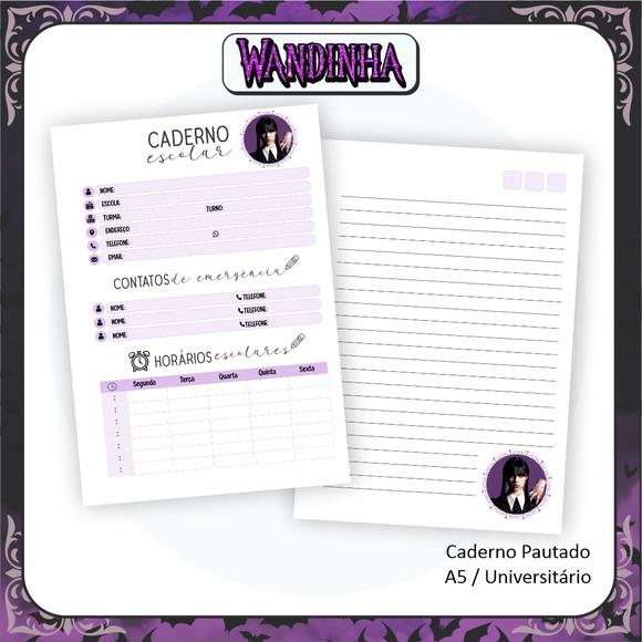 Arquivo Digital Combo Caderno Wandinha Adams