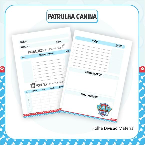 Arquivo Digital Combo Escolar 2023 Patrulha Canina