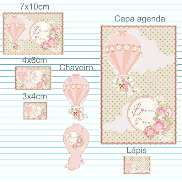 Arquivo Digital Etiqueta Escolar Balão Rosa