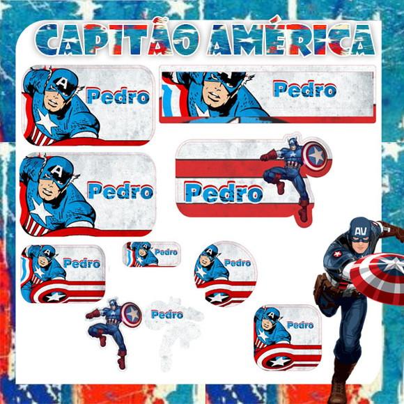 Arquivo Digital Etiqueta Escolar Capitão América