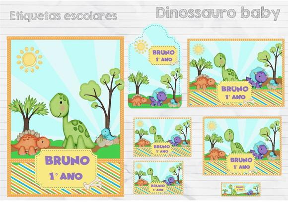 Arquivo Digital Etiqueta Escolar Dinossauro
