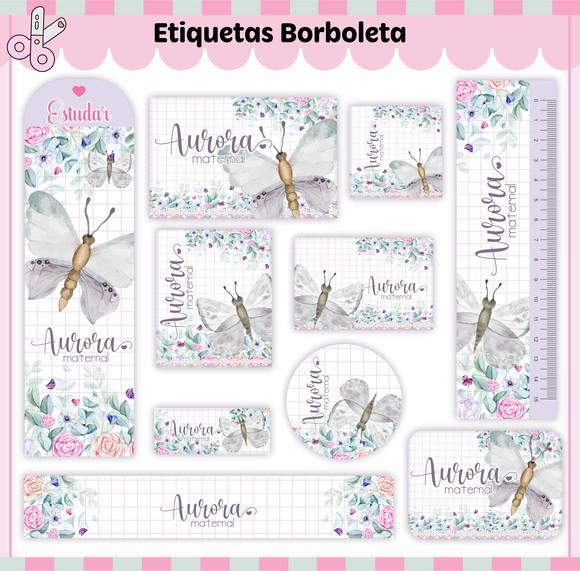Arquivo Digital Etiqueta Escolar Borboleta