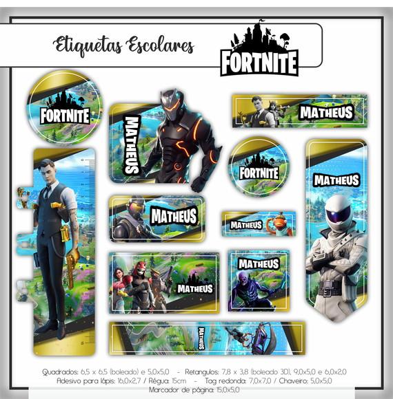 Arquivo Digital Etiqueta Escolar FortNite