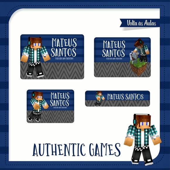 Arquivo Digital Etiqueta Escolar Minecraft