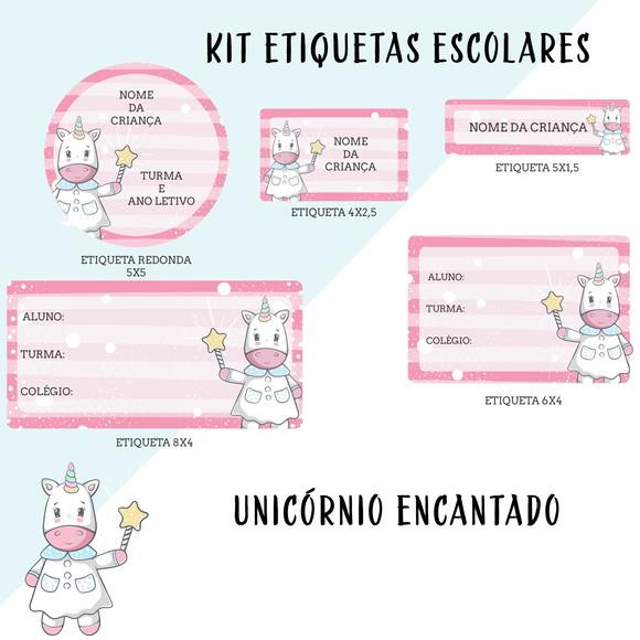Arquivo Digital Etiqueta Escolar Unicórnio
