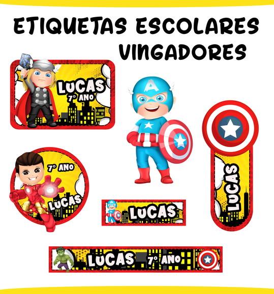 Arquivo Digital Etiqueta Escolar Vingadores