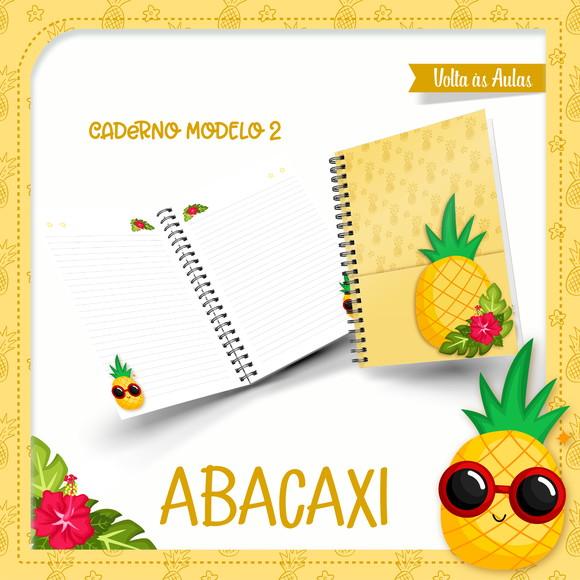 Arquivo Digital Kit Caderno + Bloquinho + Etiqueta Abacaxi