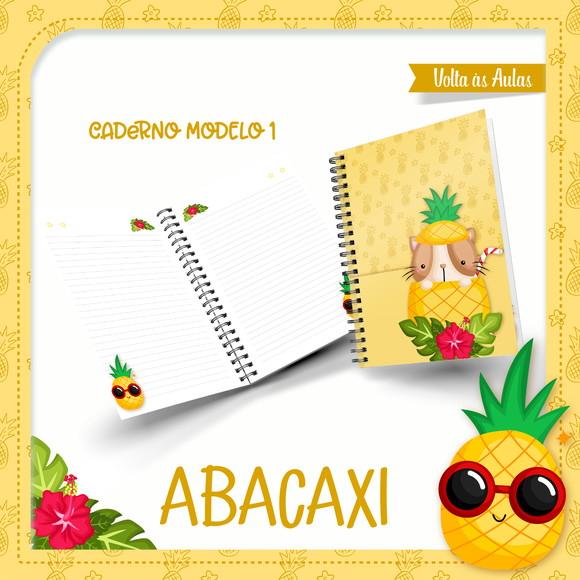 Arquivo Digital Kit Caderno + Bloquinho + Etiqueta Abacaxi