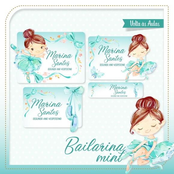 Arquivo Digital Kit Caderno + Bloquinho + Etiqueta Bailarina