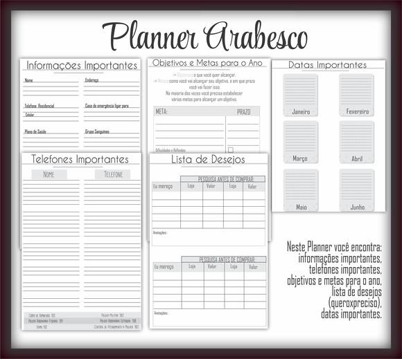 Arquivo Digital Planner Arabesco 2021