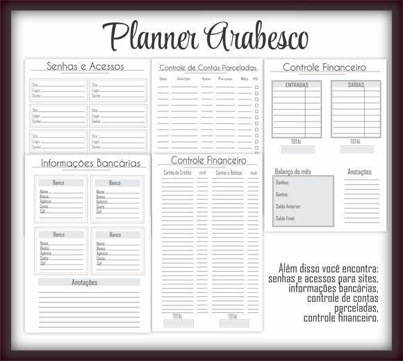 Arquivo Digital Planner Arabesco 2021