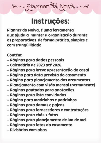 Arquivo Digital Planner Noiva 2024