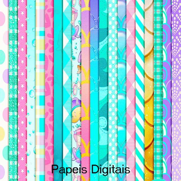 Kit Digital Papéis Fundo do Mar