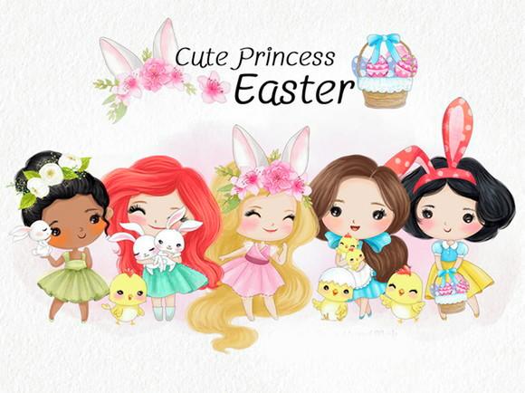Kit Digital Princesas cute Páscoa
