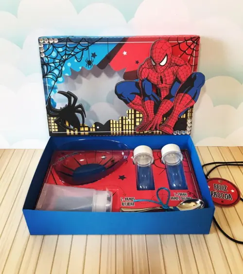 ARQUIVO CORTE CAIXA CONFEITEIRO PÁSCOA HOMEM ARANHA