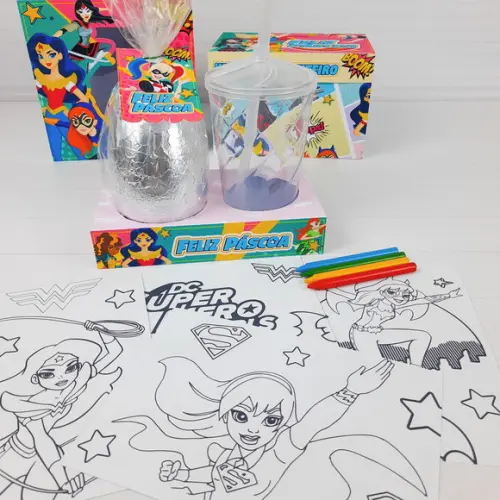 ARQUIVO CORTE CAIXA OVO KIT PINTURA SUPER HERO GIRLS