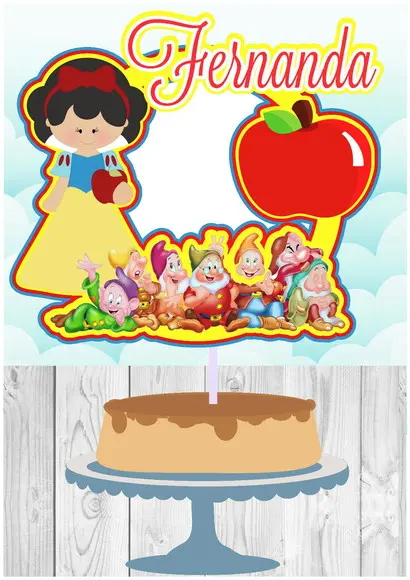 Arquivo corte Topo de Bolo Circular Branca de Neve