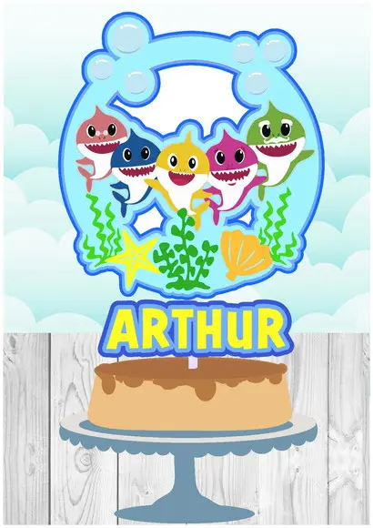 Arquivo corte Topo de Bolo Circular Baby Shark