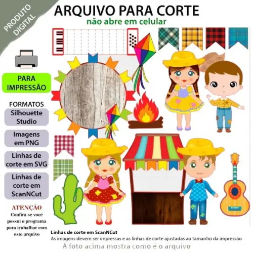 Arquivo Corte Topo de Bolo Festa Junina