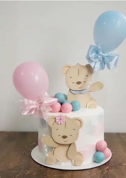 Arquivo corte Topo de Bolo Urso Chá Revelação