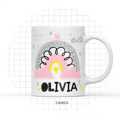Arquivo Digital Arte Caneca Arco Iris Menina