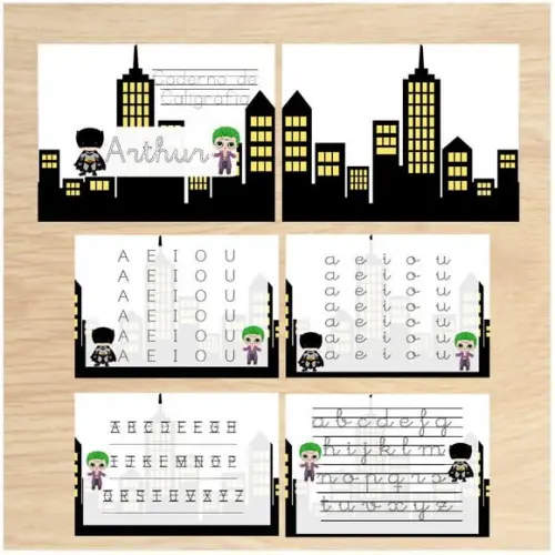 Arquivo Digital Caderno Caligrafia Batman