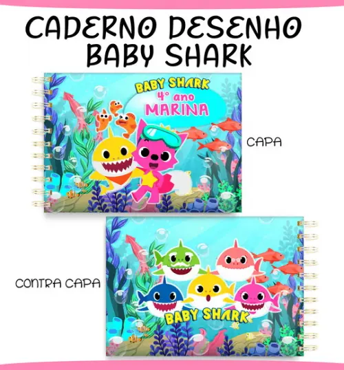 Arquivo Digital Caderno Desenho Baby Shark