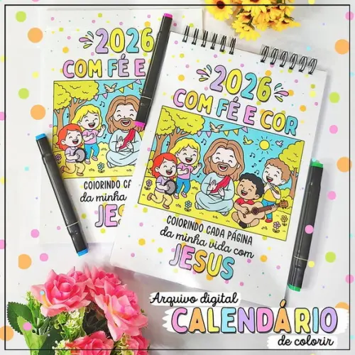 Arquivo Digital Calendário Colorir 2026