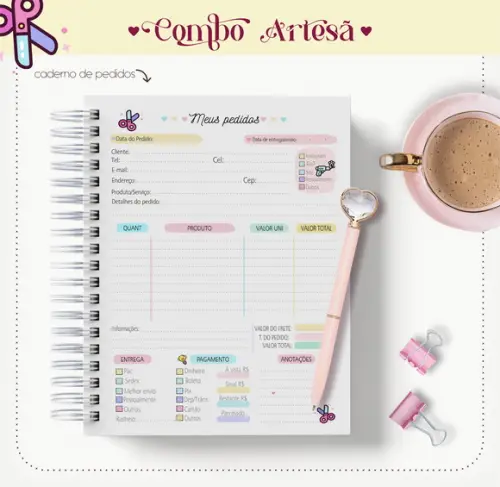 Arquivo Digital Combo Agenda + Caneca Artesã