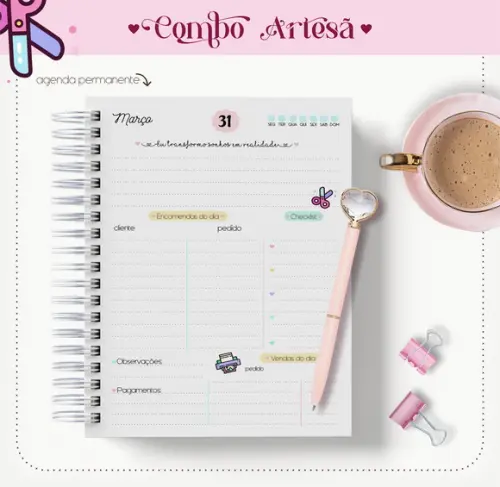 Arquivo Digital Combo Agenda + Caneca Artesã