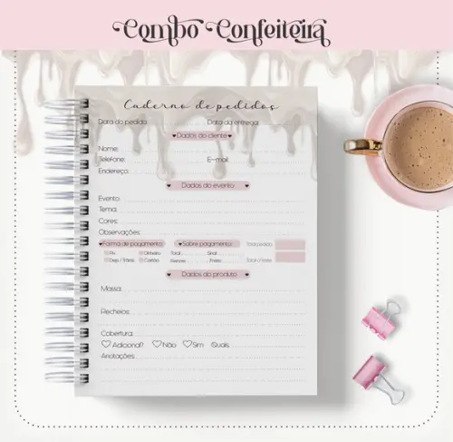 Arquivo Digital Combo Agenda + Caneca Confeitaria