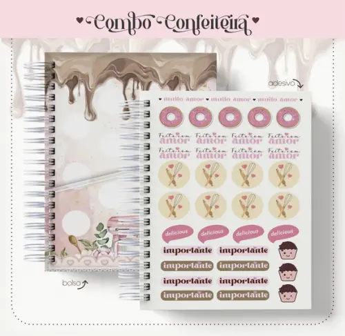 Arquivo Digital Combo Agenda + Caneca Confeitaria