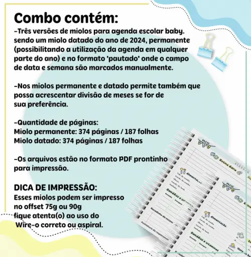 Arquivo Digital Combo Agenda Escolar Creche 2024