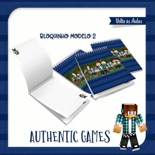 ARQUIVO DIGITAL COMBO CADERNO + BLOQUINHO MINECRAFT