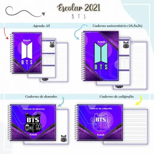 Arquivo Digital Combo Caderno BTS