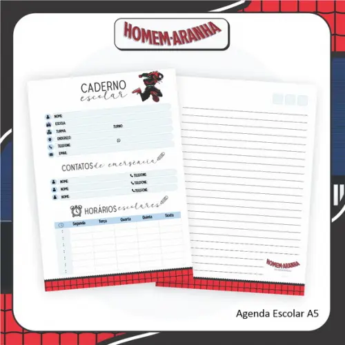 Arquivo Digital Combo Caderno Homem Aranha