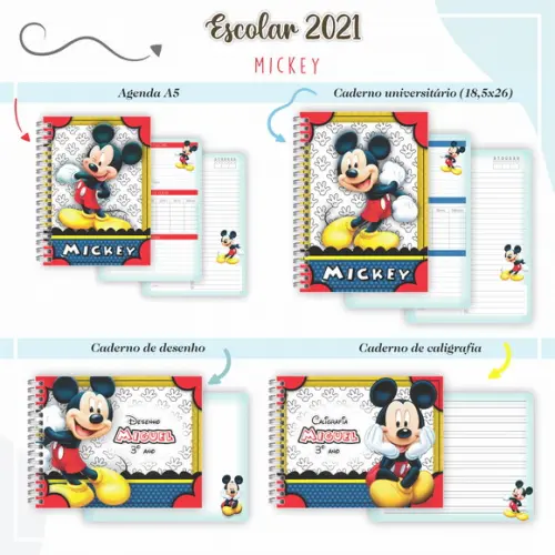 Arquivo Digital Combo Caderno Mickey