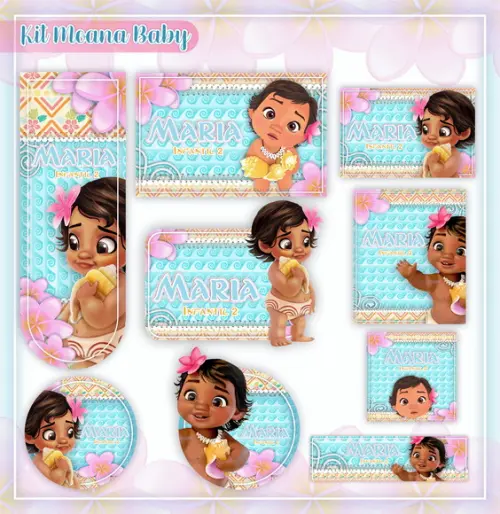 Arquivo Digital Combo Caderno Moana Baby