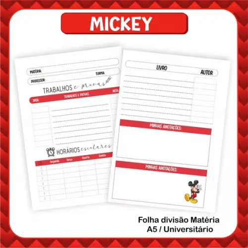 Arquivo Digital Combo Escolar 2023 Mickey
